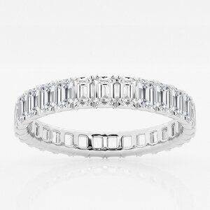 14k White Gold Lab - Grown Diamond 6.00ct Emerald Cut Eternity Band for $3520